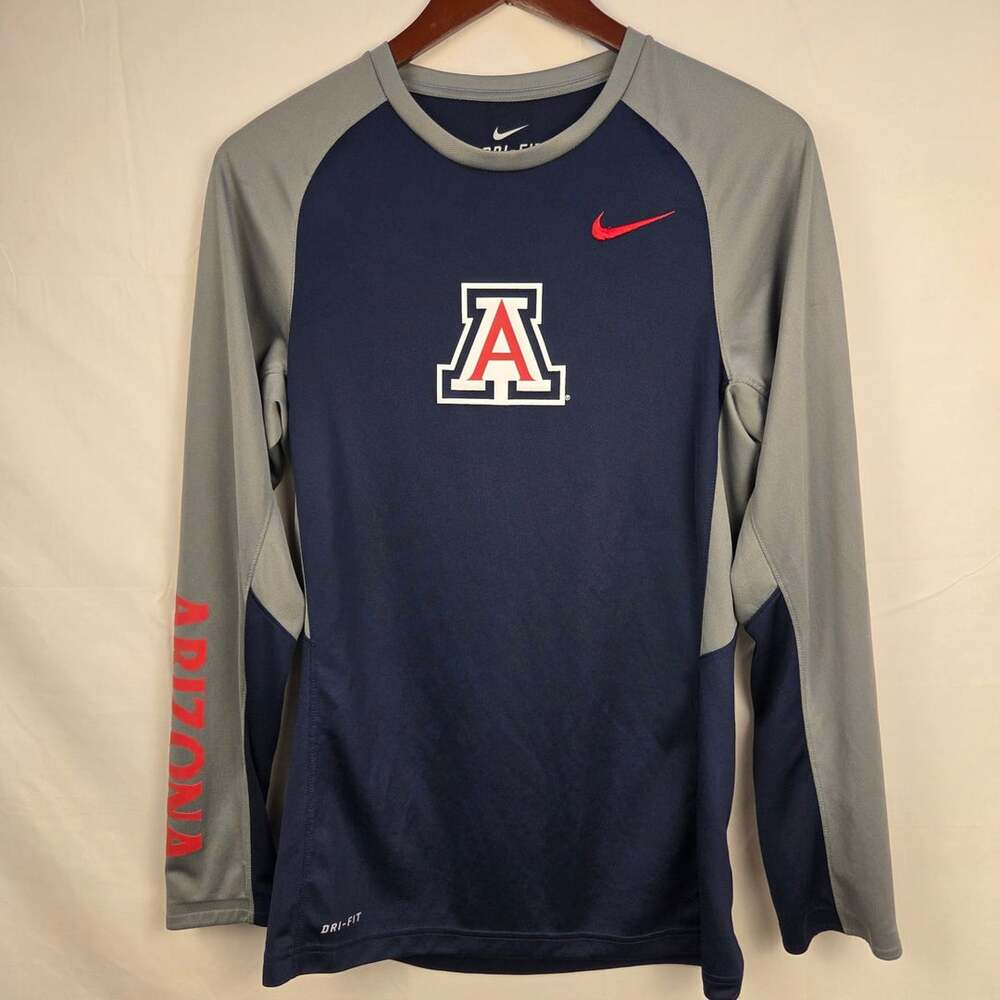 Nike Arizona Wildcats Elite Dri-Fit Long Sleeve Shirt Size S Navy Gray